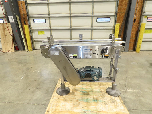 Arrowhead 3.25" Tabletop Stainless Bottle Conveyor 2-Belt Transfer 48" Drive