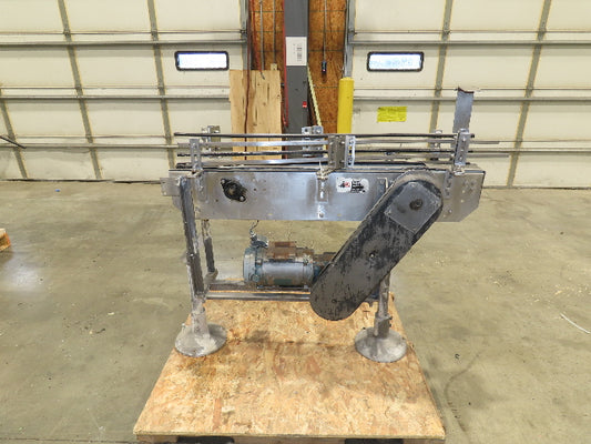 Arrowhead 3.25" Tabletop Stainless Bottle Conveyor 2-Belt Transfer 48" Drive