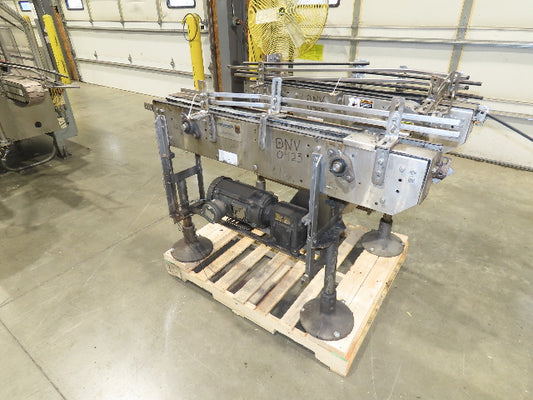 Arrowhead 3.25" Tabletop Stainless Bottle Conveyor 2-Belt Transfer 48" Drive