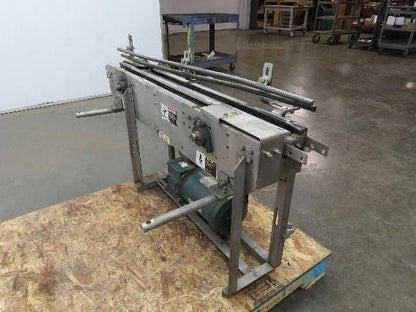 3.25" Tabletop Stainless Bottle Conveyor 2-Belt Transfer 48" Drive  -No Chain