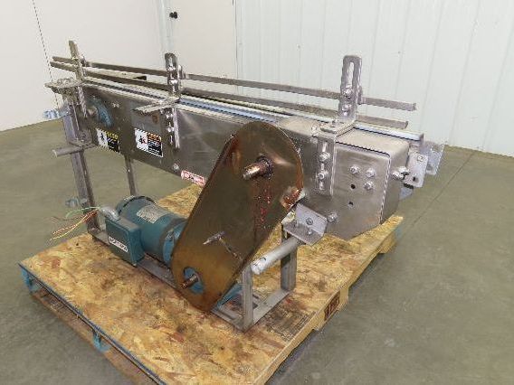 3.25" Tabletop Stainless Bottle Conveyor 2-Belt Transfer 48" Drive  -No Chain