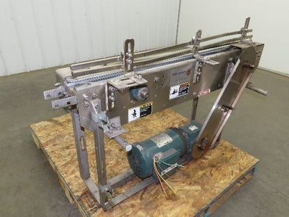 3.25" Tabletop Stainless Bottle Conveyor 2-Belt Transfer 48" Drive  -No Chain