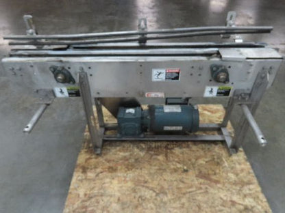 3.25" Tabletop Stainless Bottle Conveyor 2-Belt Transfer 48" Drive  -No Chain