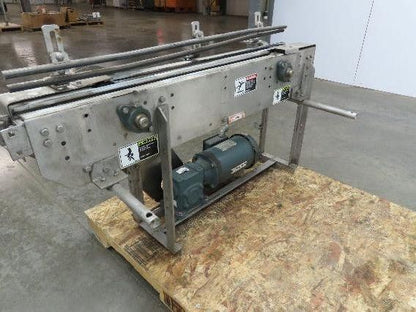 3.25" Tabletop Stainless Bottle Conveyor 2-Belt Transfer 48" Drive  -No Chain