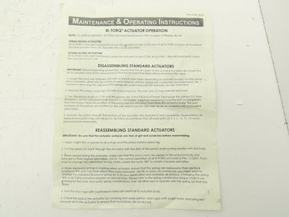 Valbia BI-TORQ 115 Double Acting Spring Return Pneumatic Actuator 1/4"npt