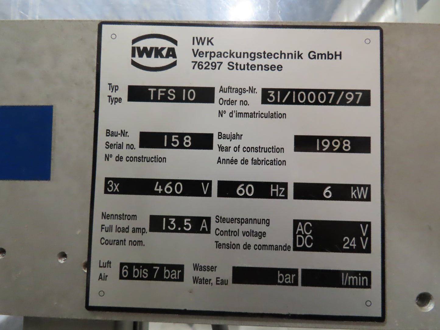 IWKA TFS-10 Ultrasonic Tube Filler/Sealer Machine  -Incomplete Unit-