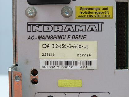 Indramat KDA 3.2-150-3-A00-W1 AC Main Servo Spindle Drive 150A 300V