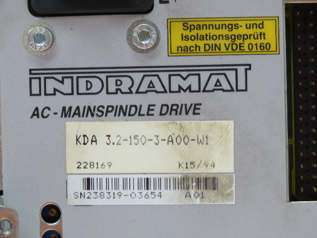 Indramat KDA 3.2-150-3-A00-W1 AC Main Servo Spindle Drive 150A 300V