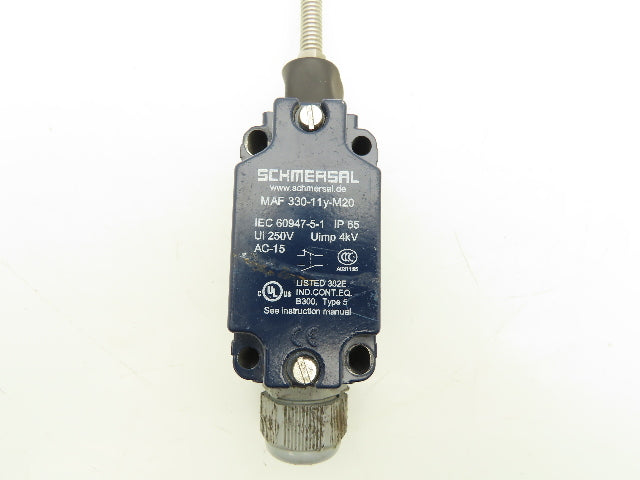 Schmersal MAF 330-11Y-M20 Limit Switch Spring Rod Lever 250V 15A NO NC