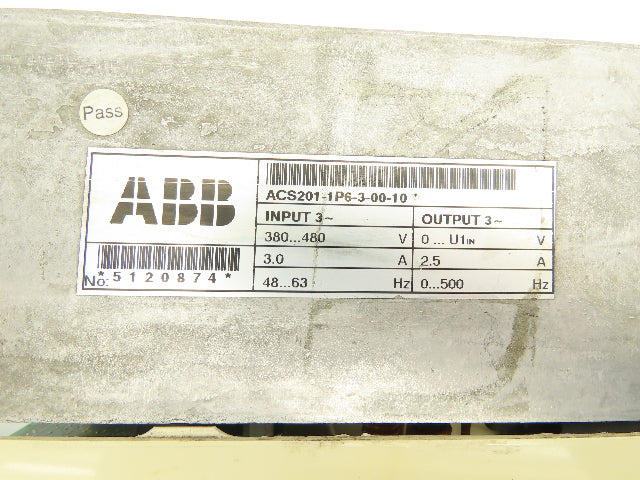 ABB ACS201-1P6-3-00-10 ACS 200 AC VFD Drive 1HP 480V 3PH Broken Cover
