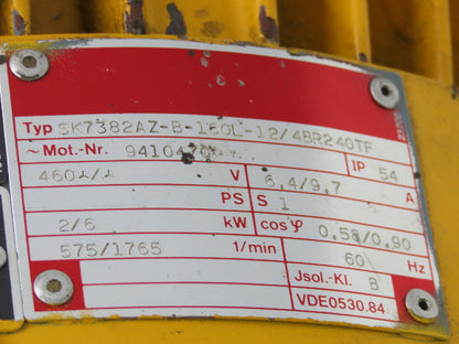 Nord SK 7382AZ-B-160L-12/4BR240TF AC Brake Motor 6kw 8Hp 1765 RPM 460V 3PH 160L
