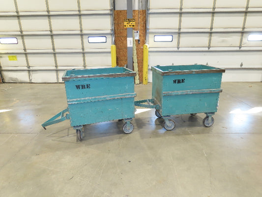 Portable Steel Hopper 1/2 Yard Tote Non-Tilt Towable Cart 36x24x27" Green