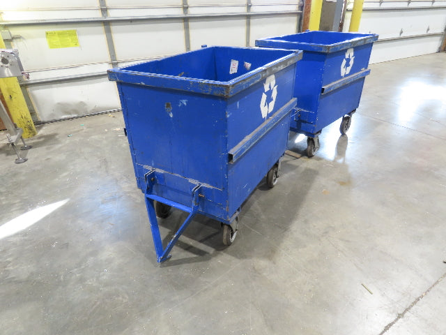 Portable Steel Hopper 1/2 Yard Tote Non-Tilt Towable Cart 36x24x27" Blue