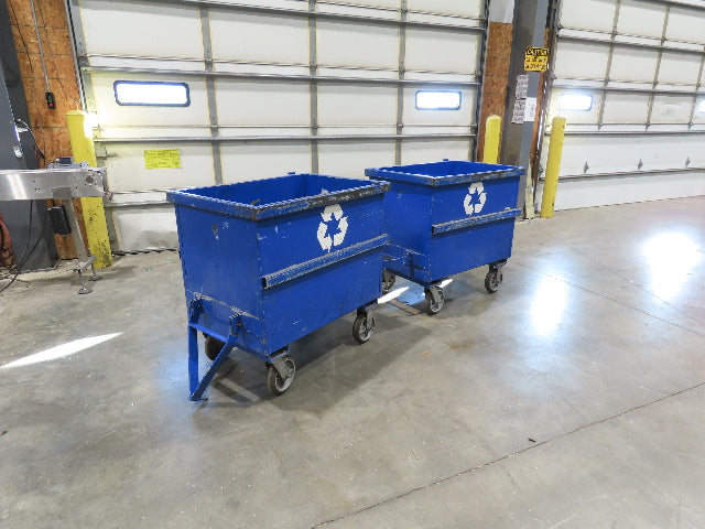 Portable Steel Hopper 1/2 Yard Tote Non-Tilt Towable Cart 36x24x27" Blue