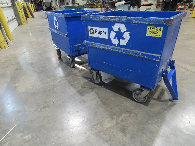 Portable Steel Hopper 1/2 Yard Tote Non-Tilt Towable Cart 36x24x27" Blue