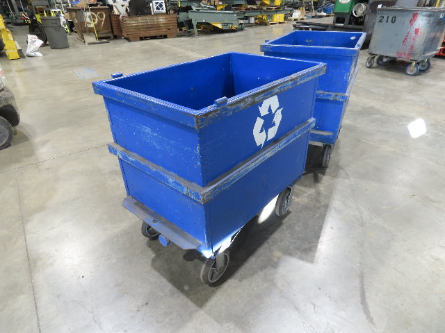 Portable Steel Hopper 1/2 Yard Tote Non-Tilt Towable Cart 36x24x27" Blue
