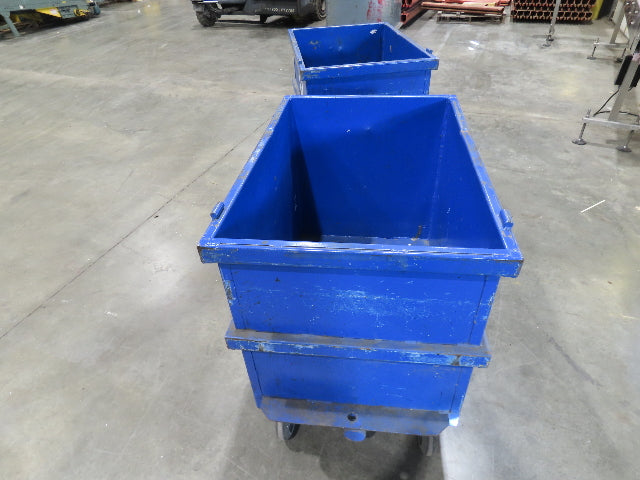Portable Steel Hopper 1/2 Yard Tote Non-Tilt Towable Cart 36x24x27" Blue
