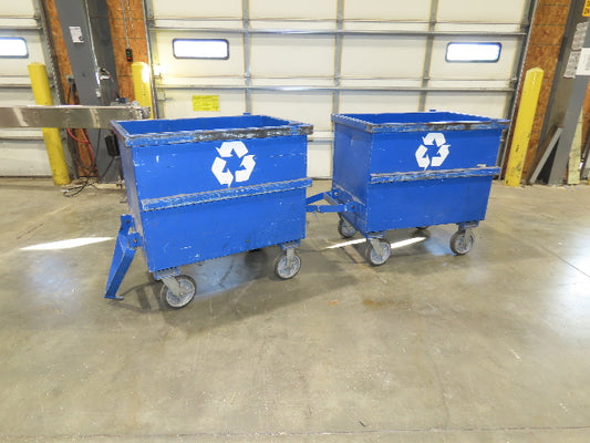 Portable Steel Hopper 1/2 Yard Tote Non-Tilt Towable Cart 36x24x27" Blue