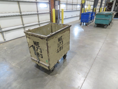 Portable Steel Hopper 1/2 Yard Tote Non-Tilt Towable Cart 36x24x30" Tan