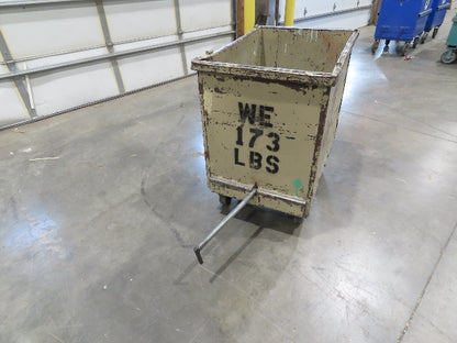 Portable Steel Hopper 1/2 Yard Tote Non-Tilt Towable Cart 36x24x30" Tan