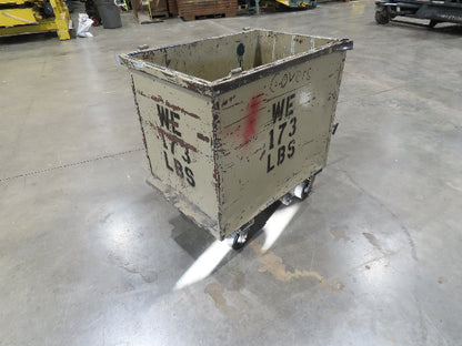 Portable Steel Hopper 1/2 Yard Tote Non-Tilt Towable Cart 36x24x30" Tan