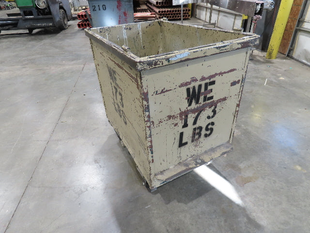 Portable Steel Hopper 1/2 Yard Tote Non-Tilt Towable Cart 36x24x30" Tan