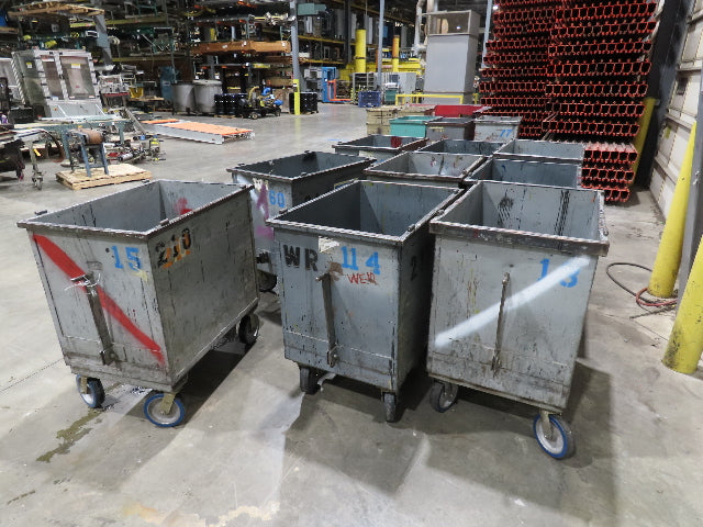 Portable Steel Hopper 1/2 Yard Tote Non-Tilt Towable Cart 36x24x30" Gray