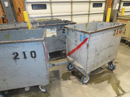 Portable Steel Hopper 1/2 Yard Tote Non-Tilt Towable Cart 36x24x30" Gray