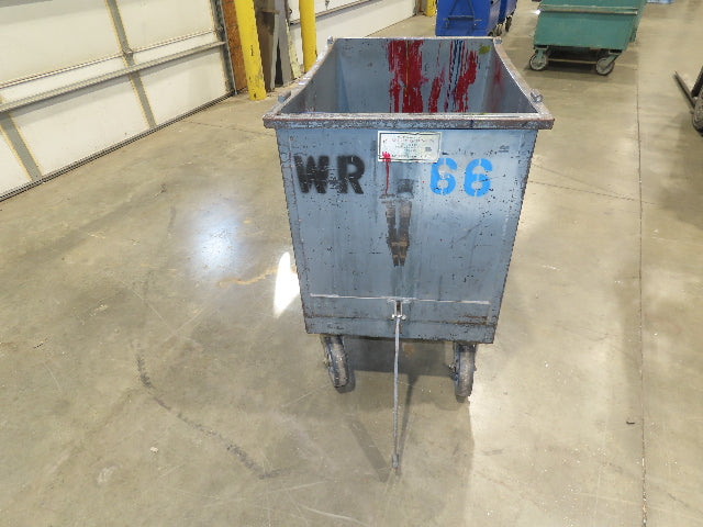 Portable Steel Hopper 1/2 Yard Tote Non-Tilt Towable Cart 36x24x30" Gray