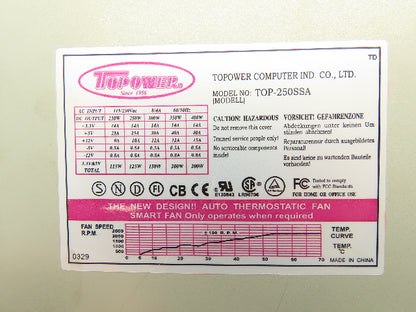 Topower TOP-250SSA ATX Power Supply Module 115/230V 250W