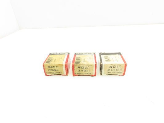 McGill CF-5/8-SB-11 Crowned Cam Follower 5/8" Roller Dia 1/4" Stud Dia Lot of 3