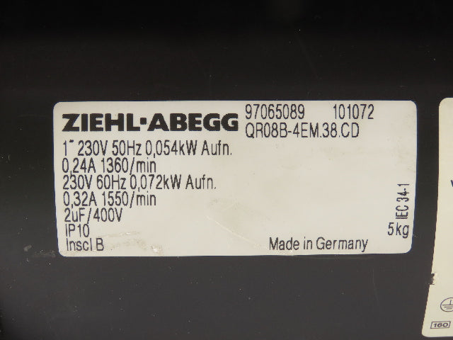 Ziehl-Abegg QR08B-4EM.38.CD Cross Flow Cooling Fan 230V 1PH 1550 RPM 3"x15"