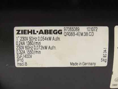 Ziehl-Abegg QR08B-4EM.38.CD Cross Flow Cooling Fan 230V 1PH 1550 RPM 3"x15"
