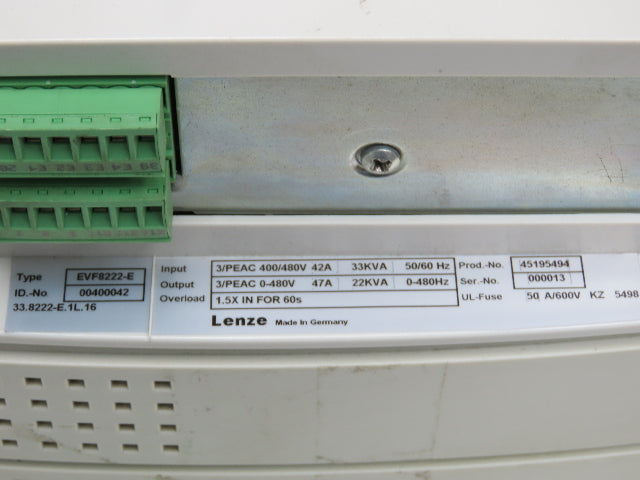Lenze EVF8222-E VFD AC Servo Drive 22kW 400-480V 47A 3PH