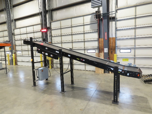 TGW CRUZ Incline Slider Bed 28" Belt Conveyor Variable Speed Drive 460V 17' 8"L