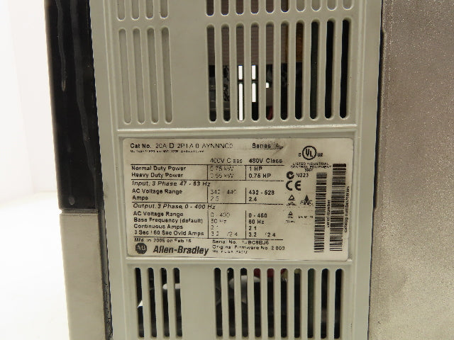 Allen Bradley 20AD2P1A0AYNNNC0 PowerFlex 70 Variable AC Drive VFD 1Hp 480V 3PH