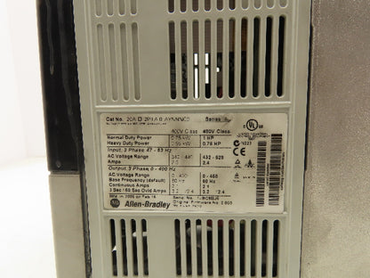 Allen Bradley 20AD2P1A0AYNNNC0 PowerFlex 70 Variable AC Drive VFD 1Hp 480V 3PH