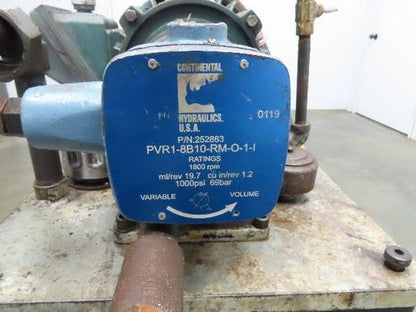Continental PVR1-8B10-RM Hydraulic Power Unit 20 Gal 9 GPM 1000 PSI 3Hp 460V