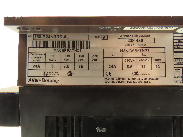 Allen Bradley 150-B24NBRD-8L SMC Dialog + Soft Start Motor Controller 24A 480V