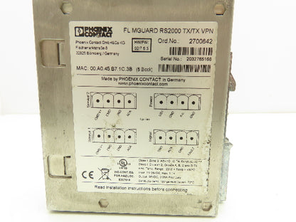 Phoenix Contact FL MGUARD RS2000 TX/TX VPN PLC Remote Maintenance Router Module