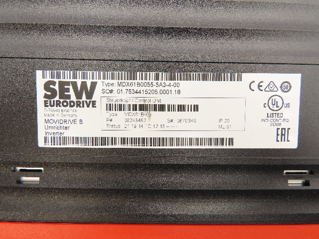 Sew Eurodrive MDX60A0054-5A3-4-00 Movidrive B Inverter Drive w/Controller MDX61B