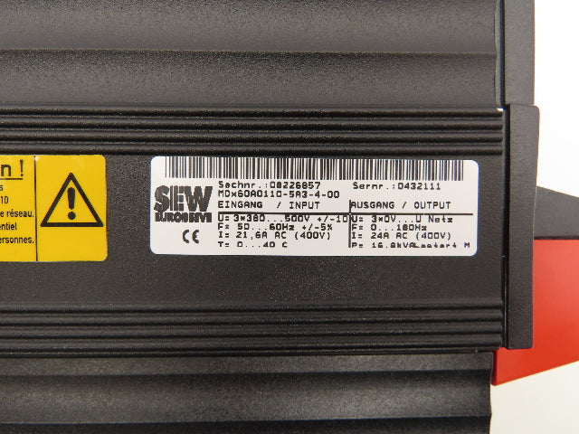 Sew Eurodrive MDX61B0110-5A3-4-0T Movidrive Inverter Drive w/Controller MDX61B