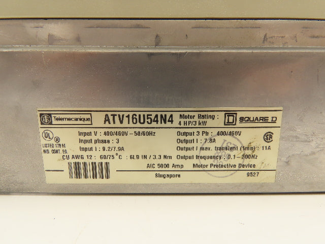 Square D/Telemecanique ATV16U54N4 Altivar 16 4 Hp AC Drive 460V 3PH 7.8A 460V