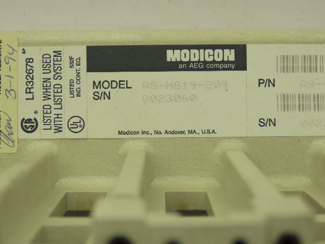 Modicon AS-H819-209 7-Slot Rack Chassis 984 Series