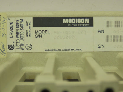 Modicon AS-H819-209 7-Slot Rack Chassis 984 Series