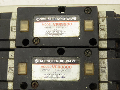 SMC VFR3300 Pneumatic Solenoid Valve Assembly Manifold 2 Double 24VDC