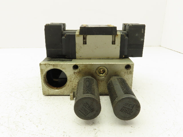 SMC VFR3300 Pneumatic Solenoid Valve Assembly Manifold 2 Double 24VDC