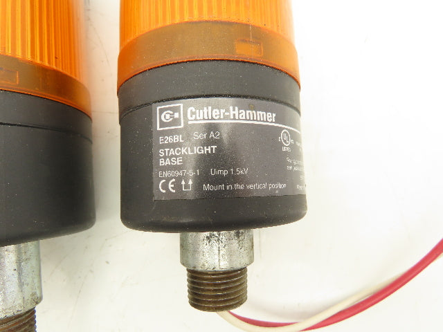 Cutler-Hammer E26BL Stack Light Base Amber E26 Ser A2 Bulb Lot of 4