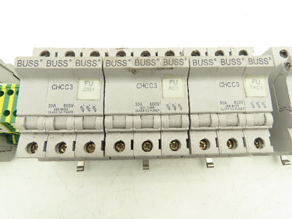 Bussmann CHCC3 Fuse Holder DIN Rail 3 Pole 30A 600V Lot of 12