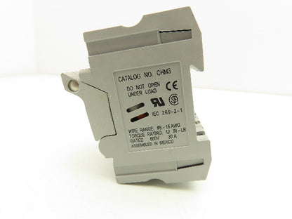 Buss Bussmann CHM3 DIN-Rail Fuse Holder 30A 3-Pole 600V  Lot of 6
